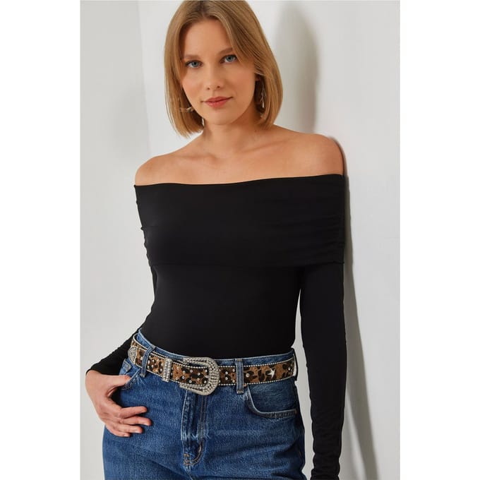 Strapless Getailleerde Lange Mouwen Blouse