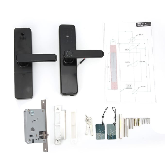 Serrure de porte à empreinte digitale, volume réglable, conception flexible, serrure intelligente par mot de passe pour bureau gray