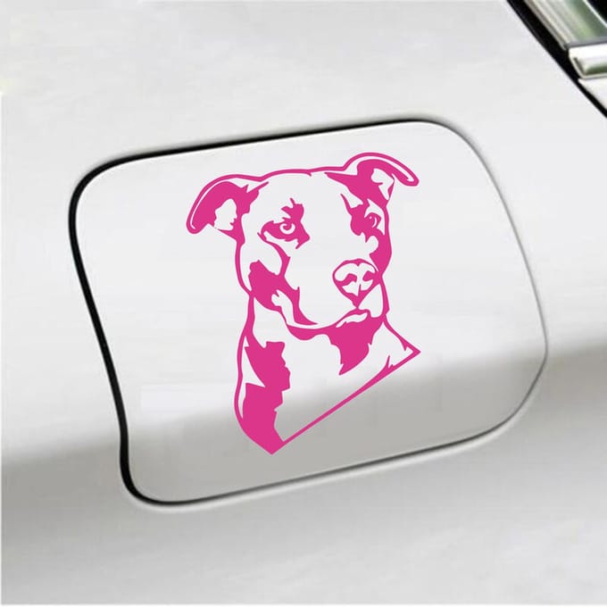 Bumpersticker - Pitbull  - 13 X 11 - Roze
