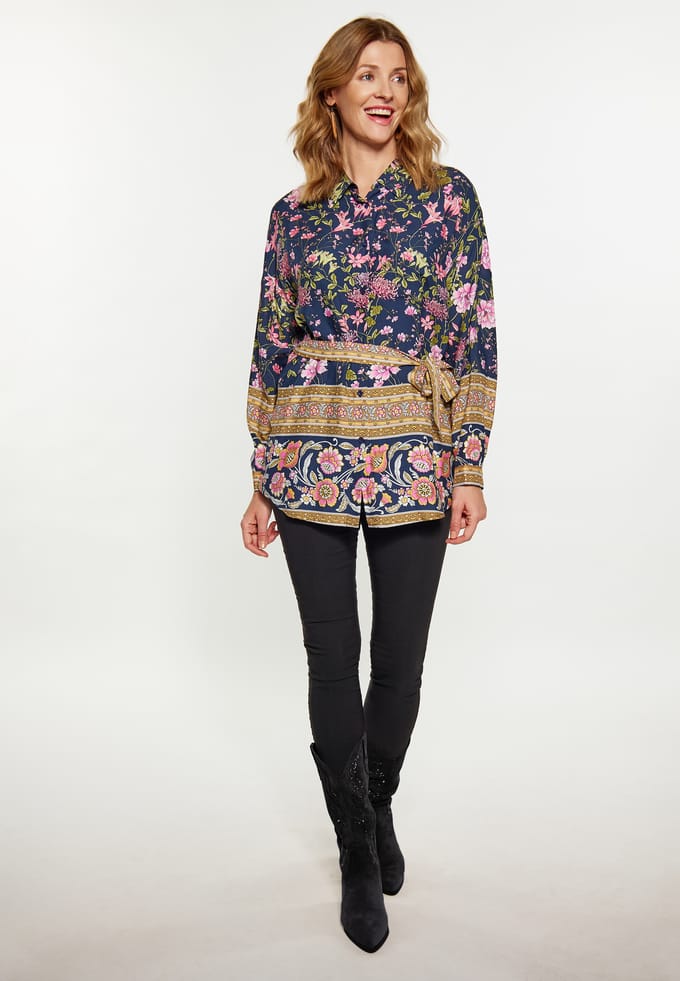 usha Blouse Dames Navy Veelkleurig