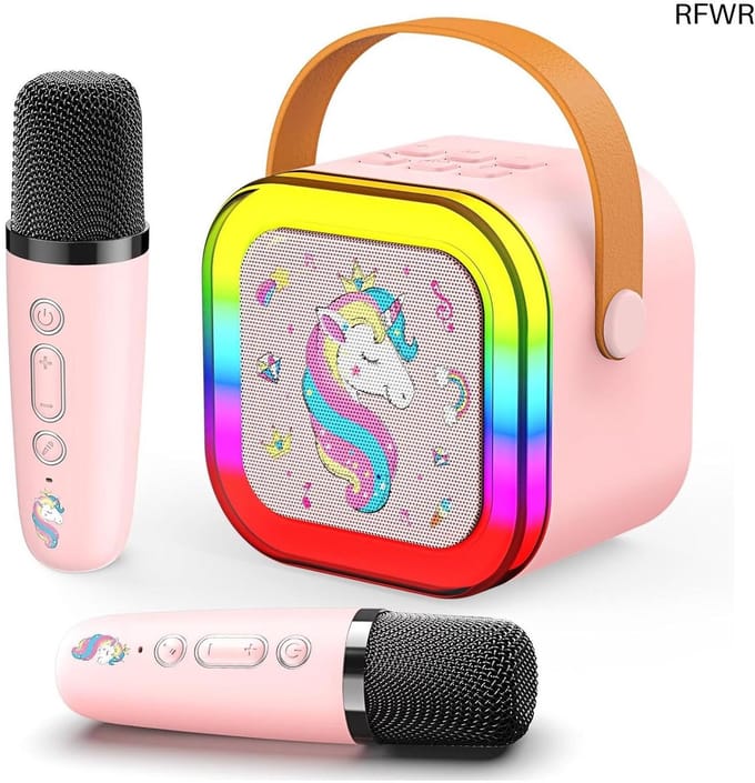 RFWR® Karaokemachine voor Kinderen met Draadloze Microfoons en Bluetooth-luidspreker