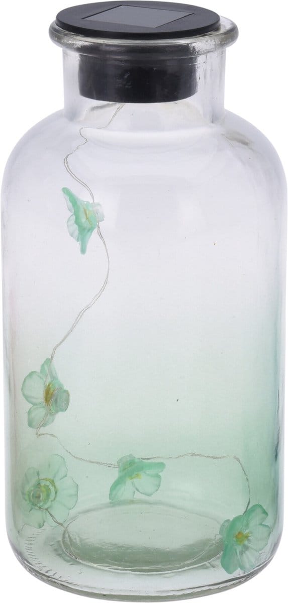 Solar LED glazen fles groen