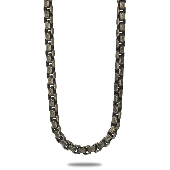 Twice As Nice Halsketting in edelstaal, vierkante ketting 50cm+5cm