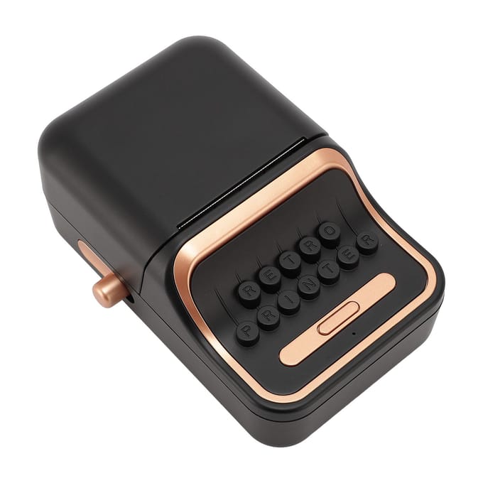 Retro Labelprinter 1000mAh Batterij Opladen Thermisch Draagbaar Bluetooth 5.0 Inktloze Labelprinter black