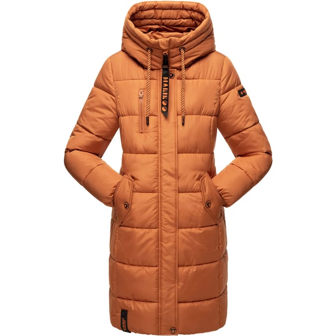 Marikoo dames winterjas – Lange gewatteerde jas met capuchon & zakken