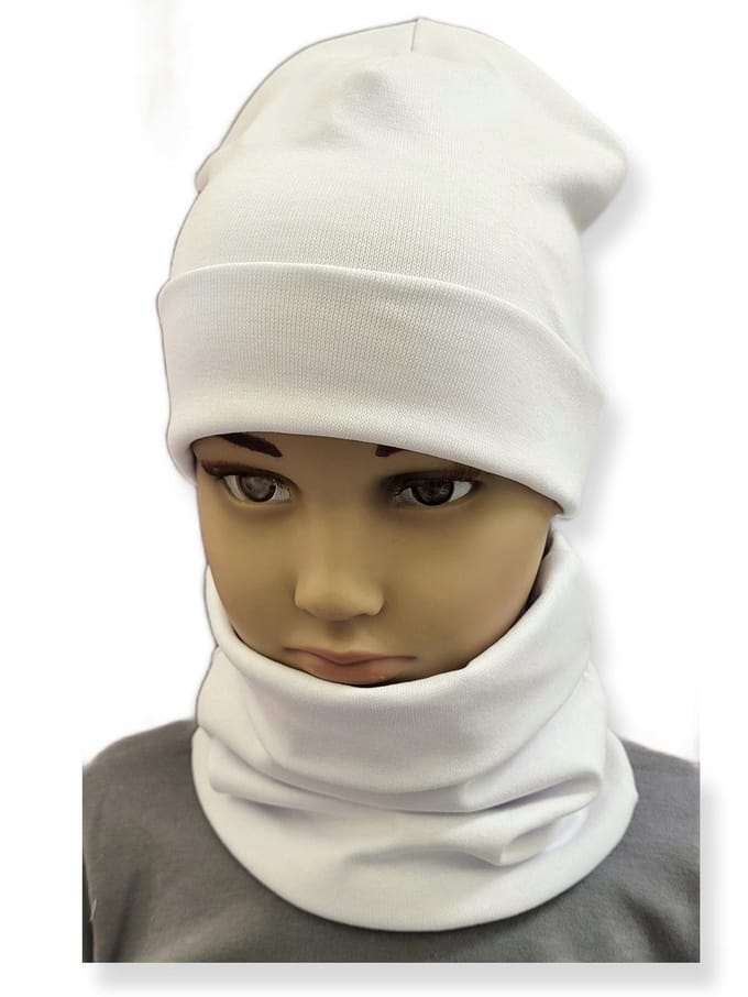 Dartomik - Kinderen Set - Dubbele Muts - Sjaal - Wit