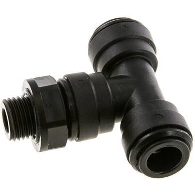 10mm x G1/4'' inline T-stuk POM Insteekfitting Buitendraad FDA Draaibaar NBR