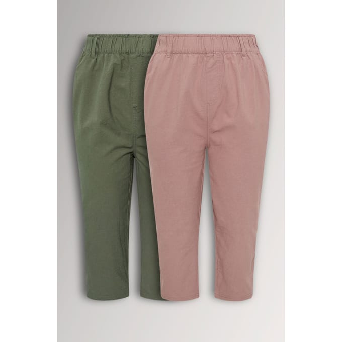 Yours 2Pack Olijfgroene En Roze Cropped Broeken Van Verkoelend Katoen Size 48