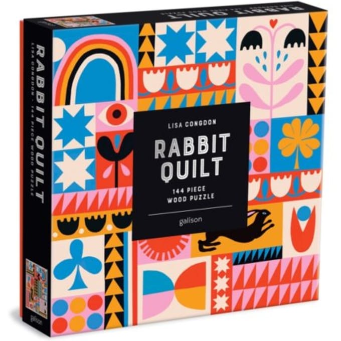 Lisa Congdon Rabbit Quilt 144 Piece Wood Puzzle - Galison