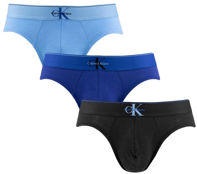 Calvin Klein ck one 3P herenslips graphic monogram blauw & zwart