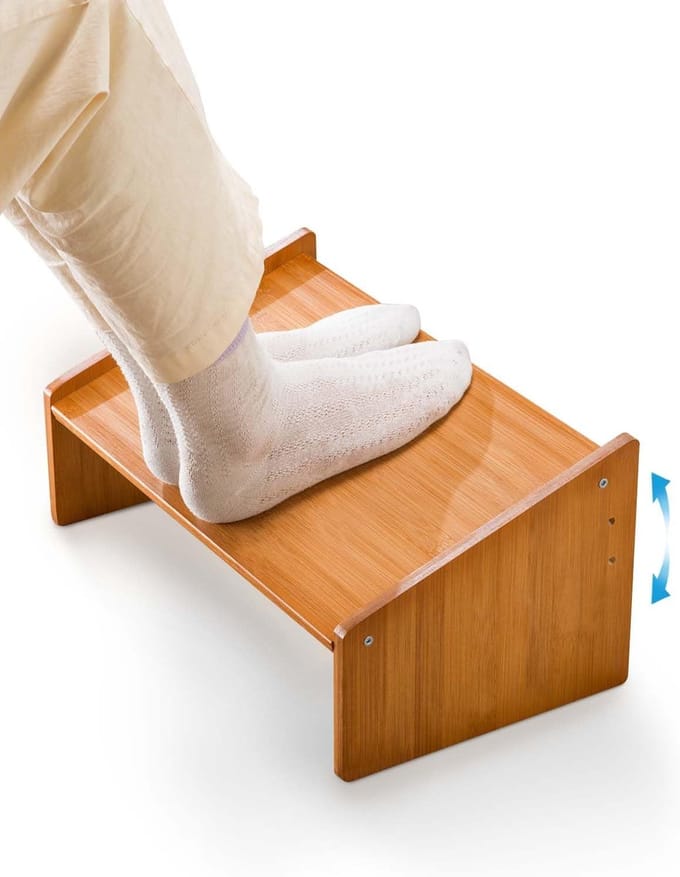 Voetensteun Bureau Bamboe Hout Verstelbaar voor Ergonomisch Comfort
