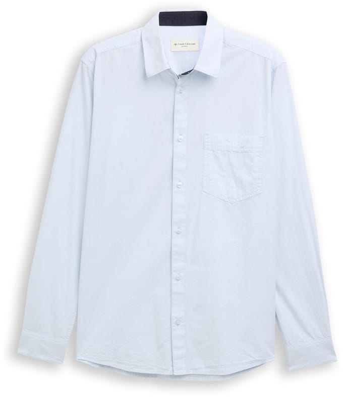 Tom Tailor - Fitted overhemd van katoen - Maat XL - light blue stripe