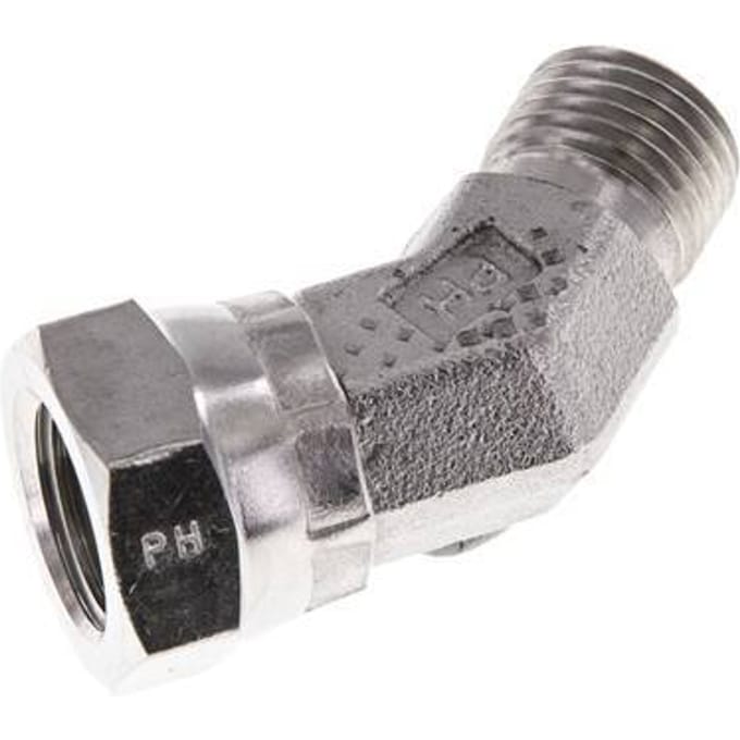 45°  L-Koppeling G1/4" Binnendraad Hoge Druk RVS 350bar Hydrauliek