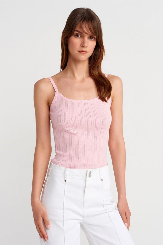 Slim Fit Geribbelde Katoenen Camisole Top