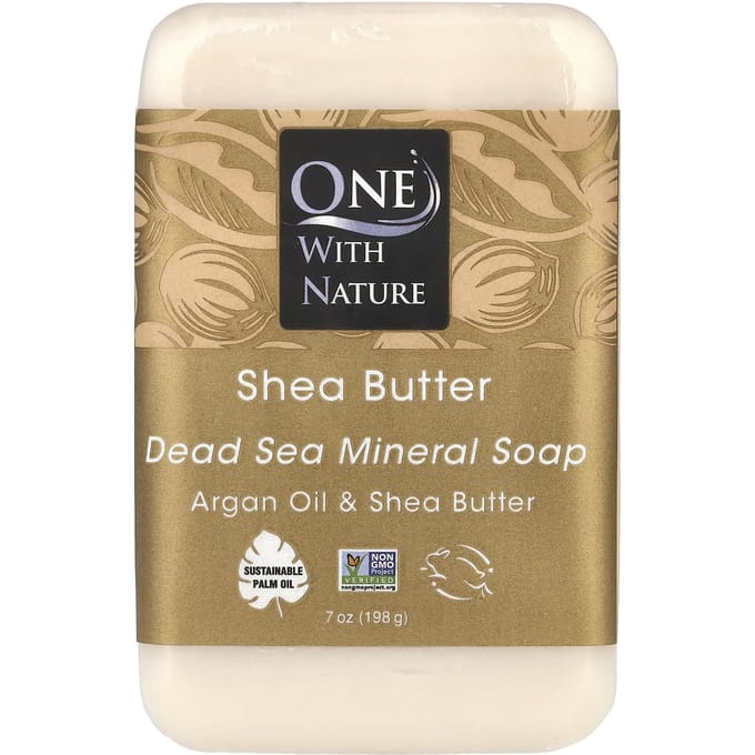 One with Nature, Dead Sea Mineral Bar Soap, Shea Butter, 198g (7oz) beige