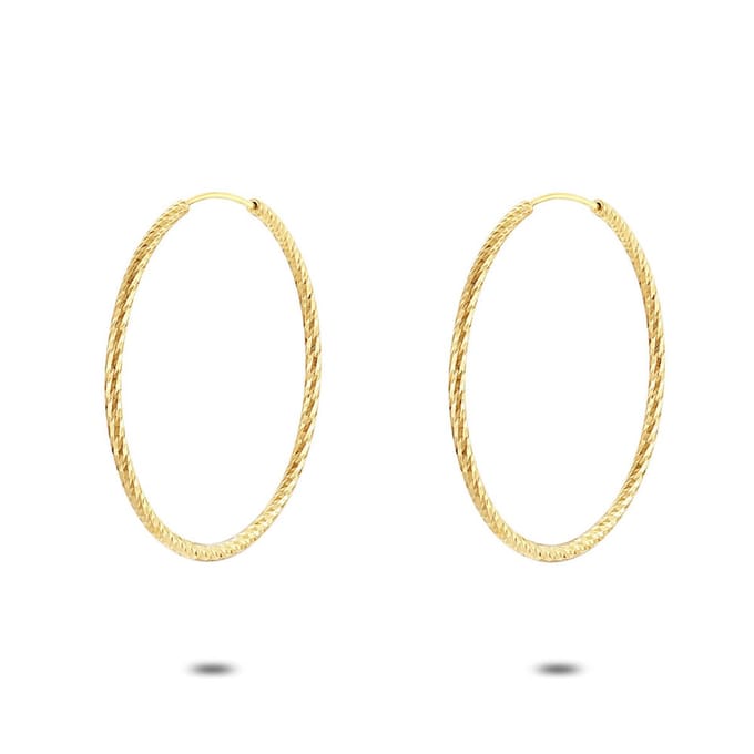Twice As Nice Oorringen in 18kt verguld zilver, gehamerd, 33 mm