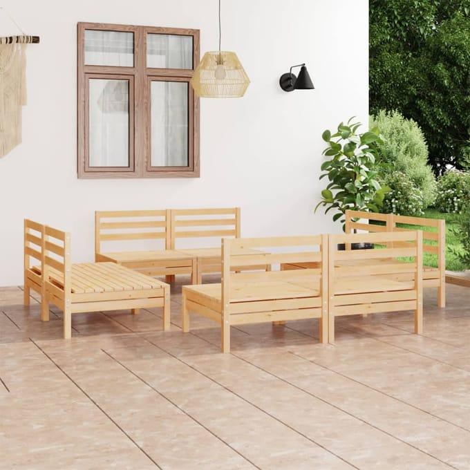 vidaXL - 8-delige - Loungeset - massief - grenenhout