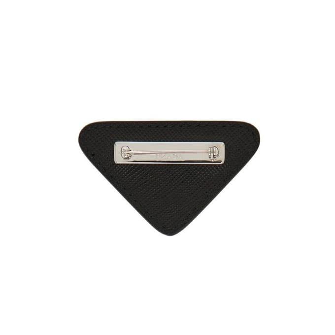 Prada Saffiano Driehoek Logo Lederen Rand Broche Unisex Accessoires 2IS061-QHH-F0002 Basic Packaging-Box Not Included,F,Black black