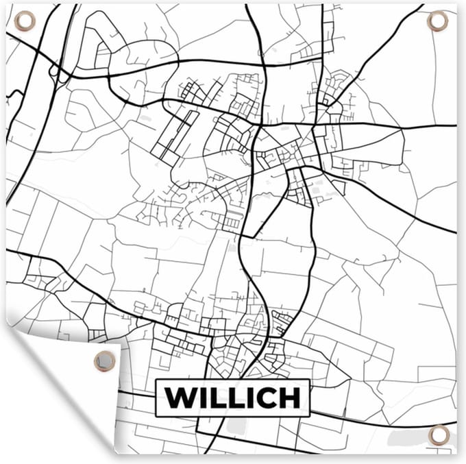 Tuindoek Willich - Plattegrond - Stadskaart - Kaart - 100x100 cm