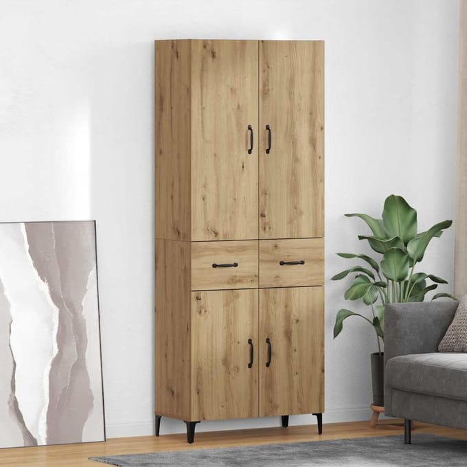 vidaXL - Highboard - Artisan - Eiken - 69,5 - x - 34 - x - 180 - cm - Bewerkt - hout