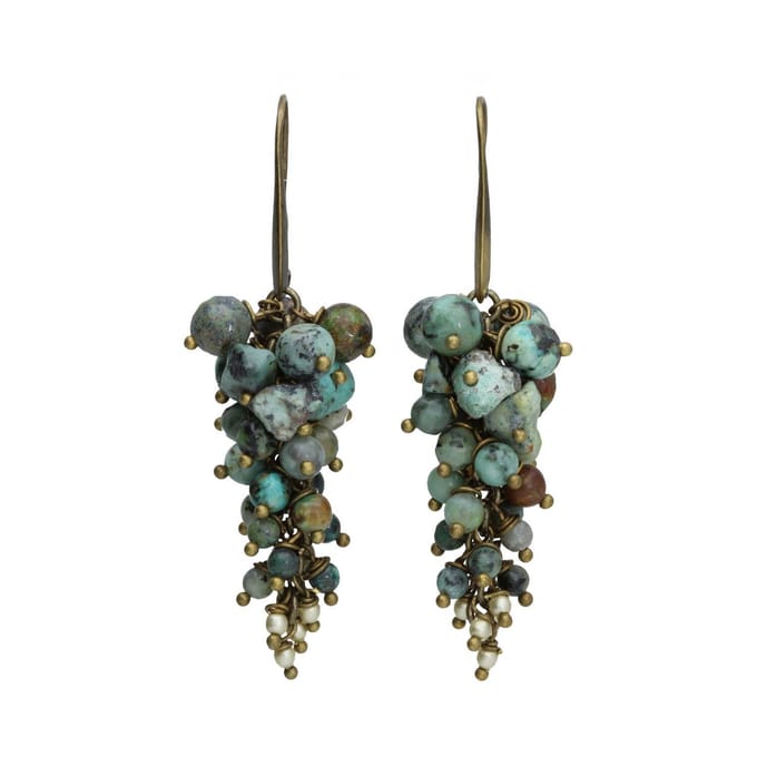 Bela Donaco Oorbellen - Wrap Wire - Bohemian Green