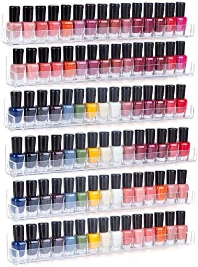 PromoHome Transparante Nagellak Organizer Set - 6 Wandplanken met Antislip