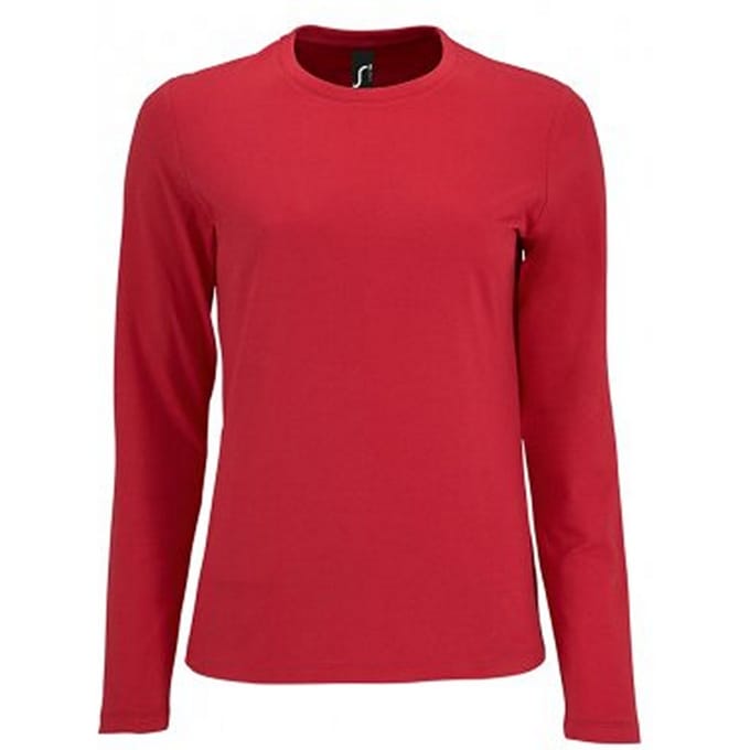 SOLS Dames/dames Keizerlijk T-Shirt met lange mouwen (Rood)