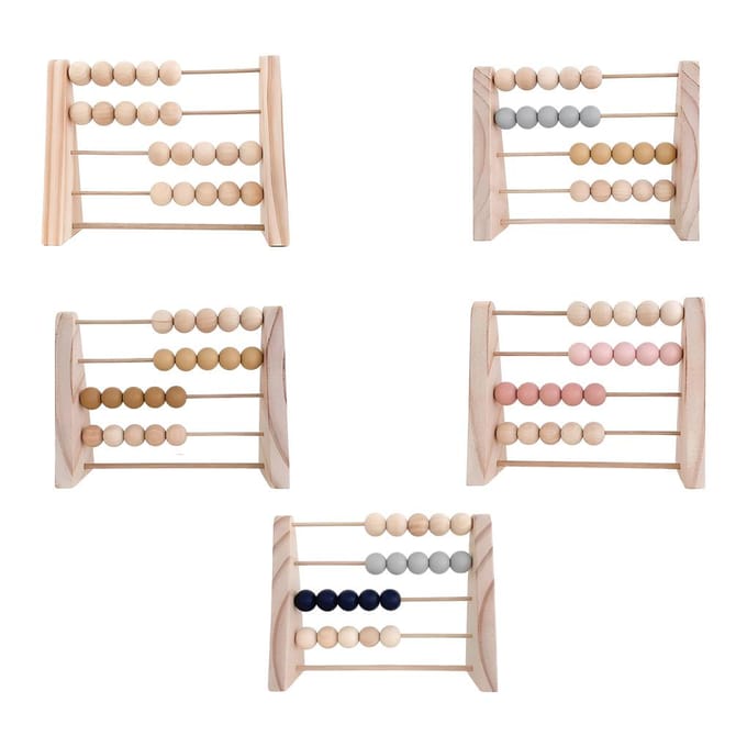 Houten Abacus Speelgoed Eenvoudig Ontwerp Wiskunde Leerspeelgoed Tafelblad Versiering beige