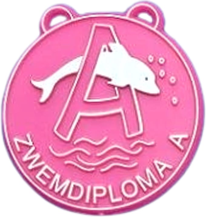Medaille zwemdiploma A - Roze