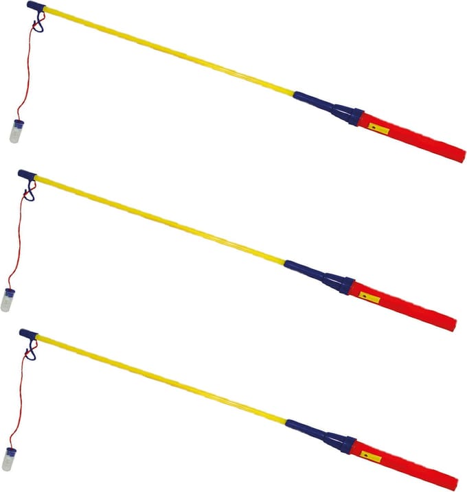 Lampionstokjes - 3x - rood/blauw/geel - met lichtje - 50 cm