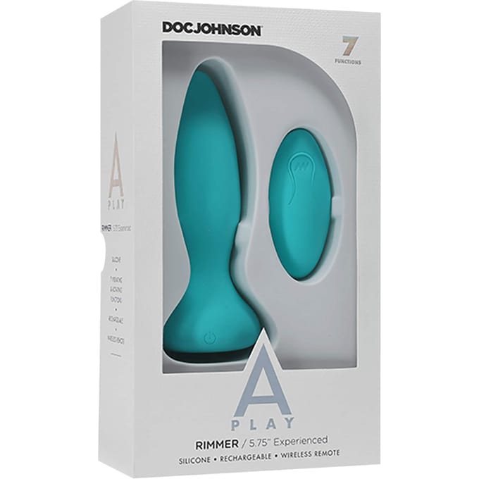 Rimmer Experienced Vibrerende en Roterende Buttplug - Turquoise