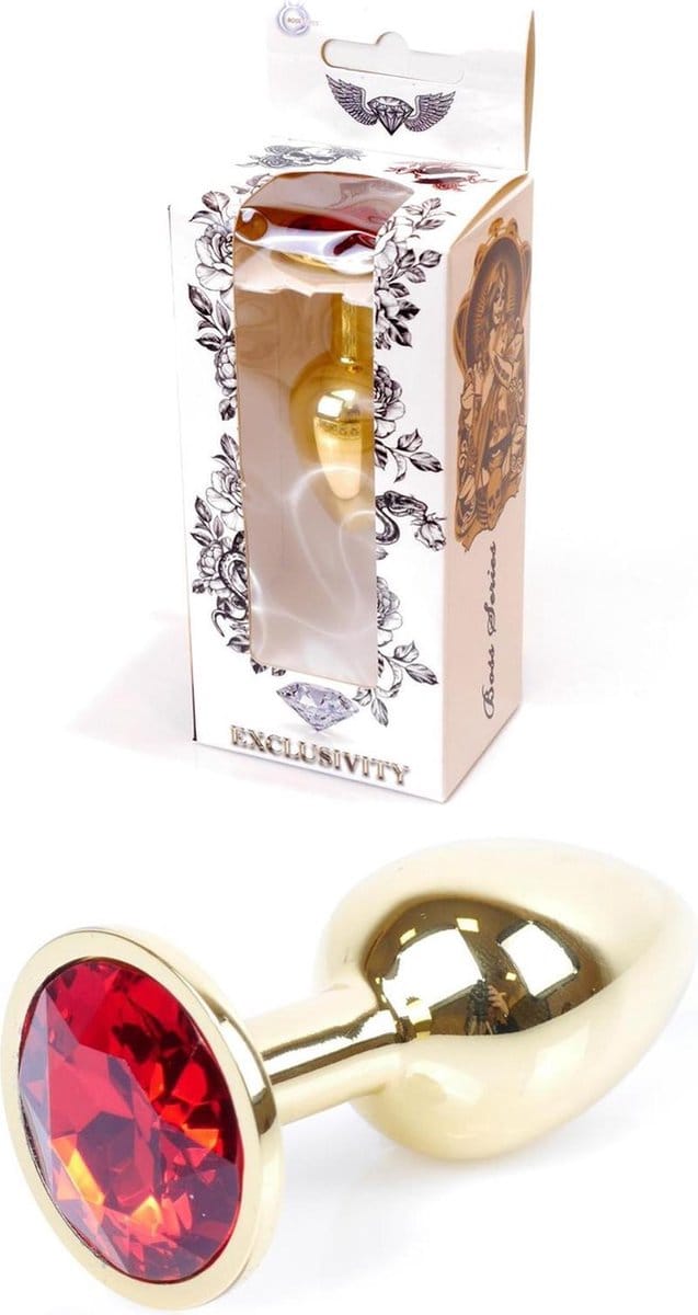 Boss Series - Gold Plug - Anale Plug - Buttplug - Gouden Plug - Diamant - S/M - Rood