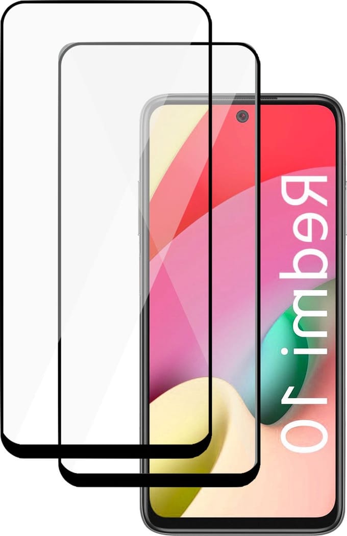 Glas Screenprotector geschikt voor Xiaomi Redmi 10 - Full Screen Beschermglas Screen Protector - 2x