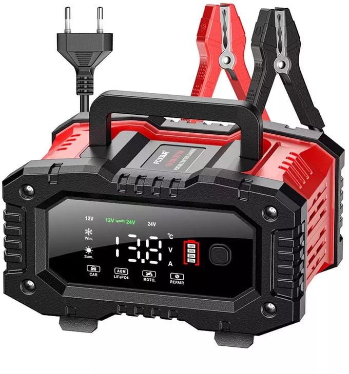 Foxsur Serie - Automatische Acculader - 12V/24V - 20A - LCD Scherm
