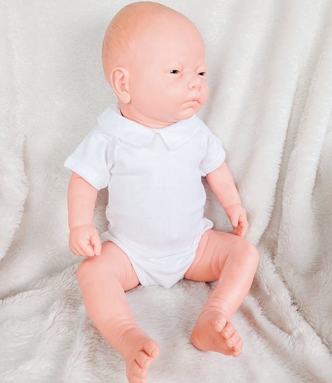 Romper Babidu 1184 wit, met kraagje, korte mouw | 12 maand | maat 80