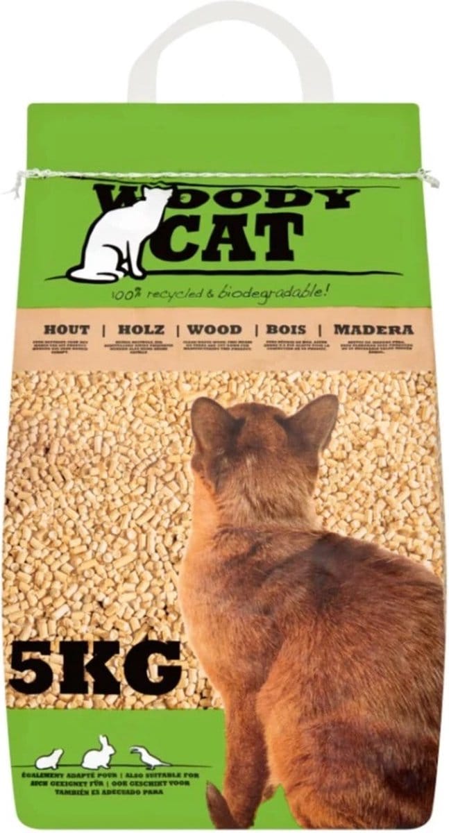 Woody Cat houtkorrel kattenbakvulling 3 x 5 kg