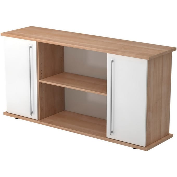 KAPA SB | Dressoir | met deuren - Walnoot/Wit Rail handvat (kunststof)