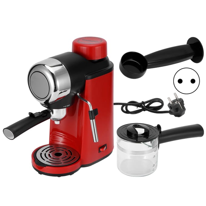 0.24L Koffiezetapparaat Mini Semi-automatisch 5 Bar Pomp Melkopschuimer Koffiemachine Rood red