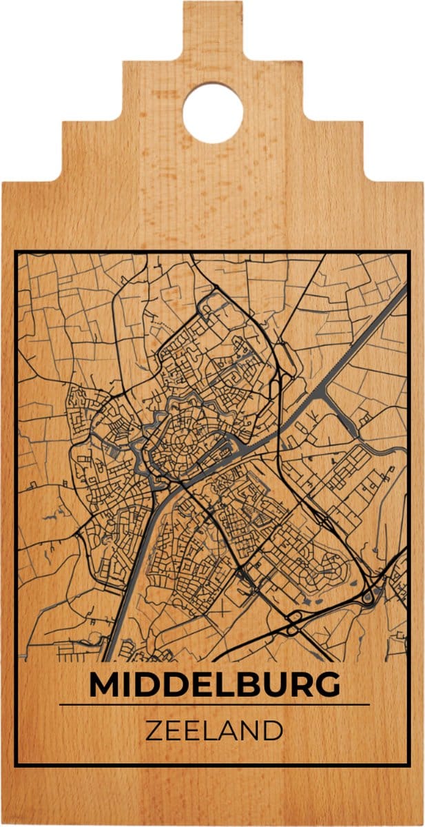 JM Woods - Borrelplank - Serveerplank - Hapjesplank - Kaasplank - Plattegrond - MIDDELBURG - Gepersonaliseerd - Cadeau tip!