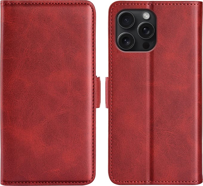 MobyDefend Hoesje - Geschikt voor iPhone 16 Pro Max - Luxe Wallet Book Case (Sluiting Zijkant) - Rood