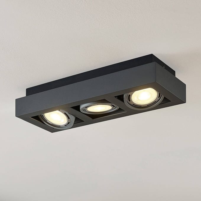 Arcchio - plafondlamp - 3lichts - Aluminium, metaal - H: 9 cm - GU10 - donkergrijs