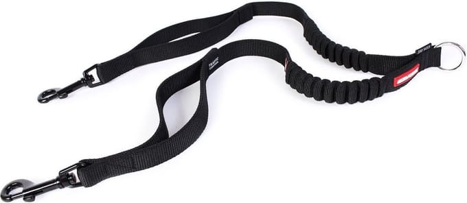 EzyDog Zero Shock Coupler Duo Looplijn - Dubbele Hondenriem voor 2 Honden - 61cm - Zwart