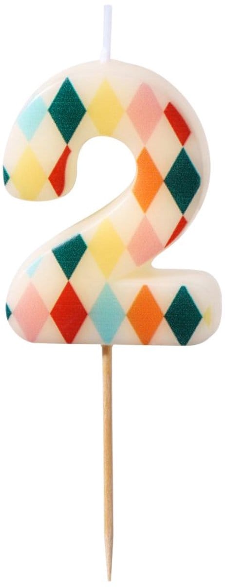 PartyDeco Cijferkaars 2 Ruitmotief 5,5cm
