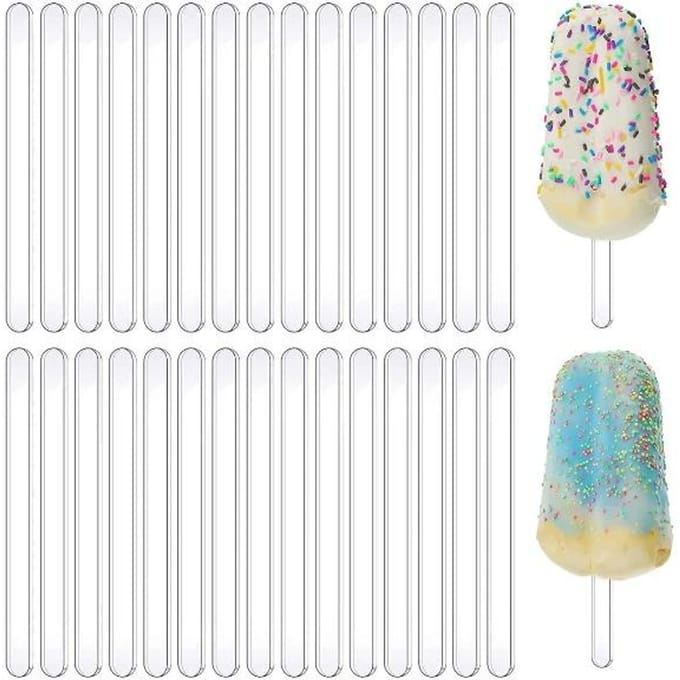 Bâtonnets Acryliques Réutilisables Bâtonnets Cakesicle Moule Cake Pop Bâtonnets Miroir pour Glace à l'eau Glace 50 PCS pur