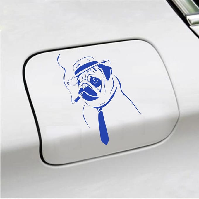Bumpersticker - Hond Rokend - 10 X 13,6 - Blauw