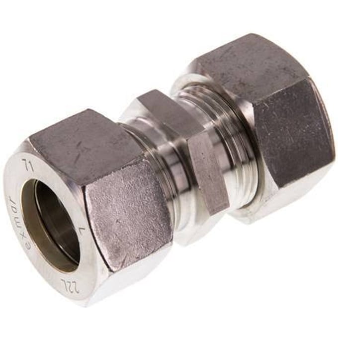 22L RVS Rechte Knelfitting 160 Bar DIN 2353 - FL2S-O-ST-22-L