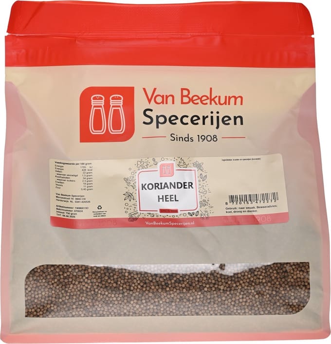 Van Beekum Specerijen - Koriander Heel - 750 Gram (hersluitbare stazak)