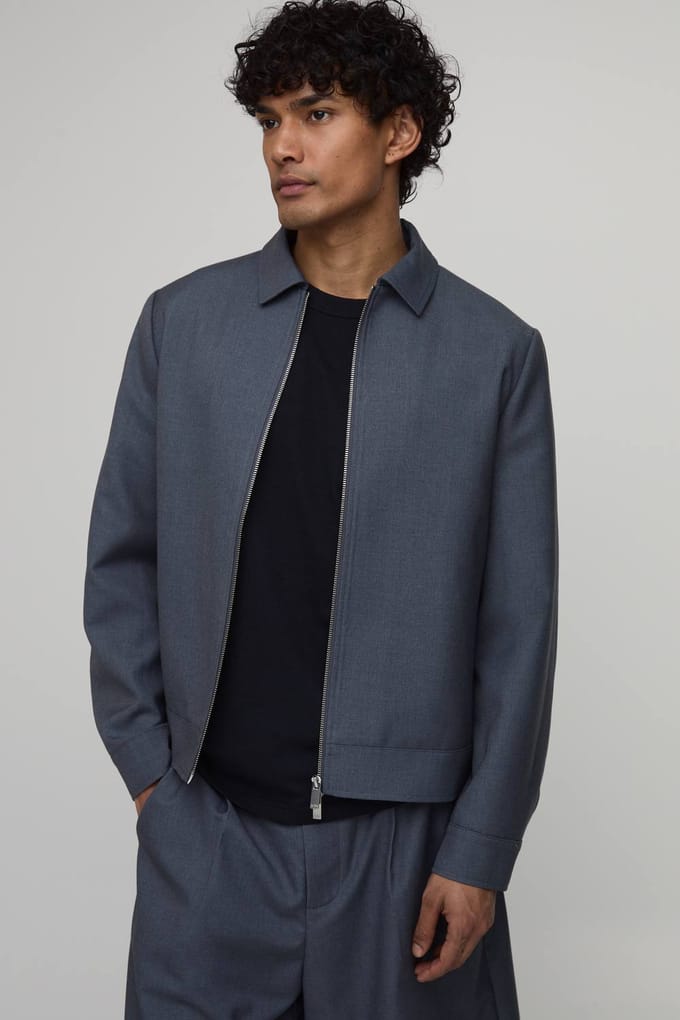 Op Maat Gemaakte Harrington Coördinatie Jas Met Rits | Charcoal | Size Medium