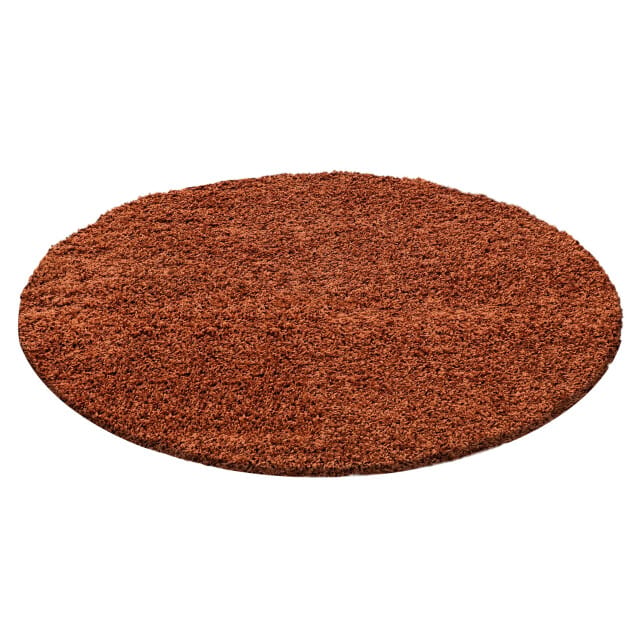 Muratap Basic rond shaggy vloerkleed terra / oranje hoogpolig- 200 cm rond