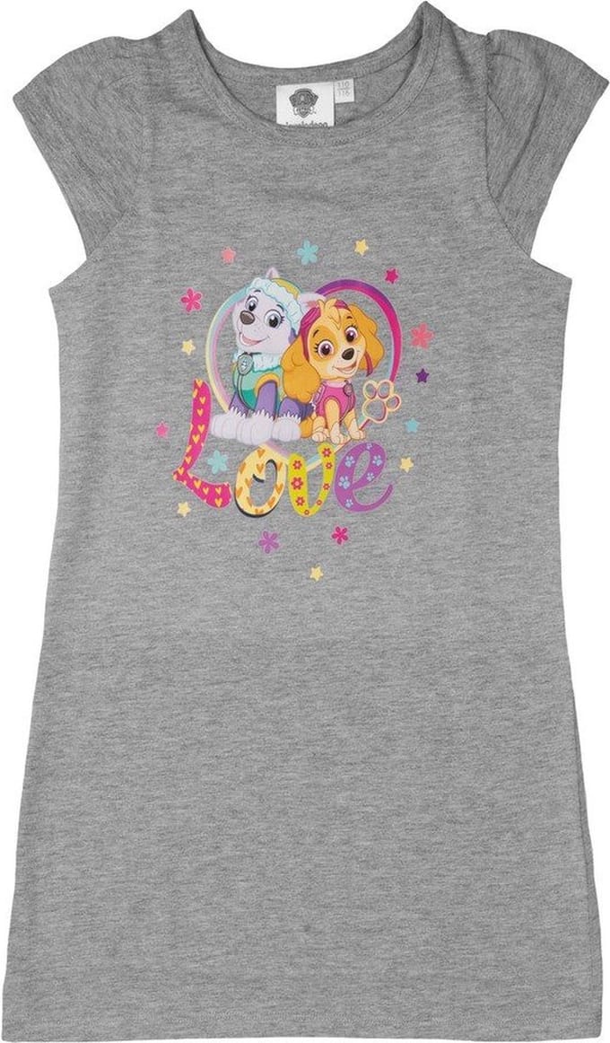 Paw Patrol Nachthemd - Korte Mouw - Grijs - Maat 122/128